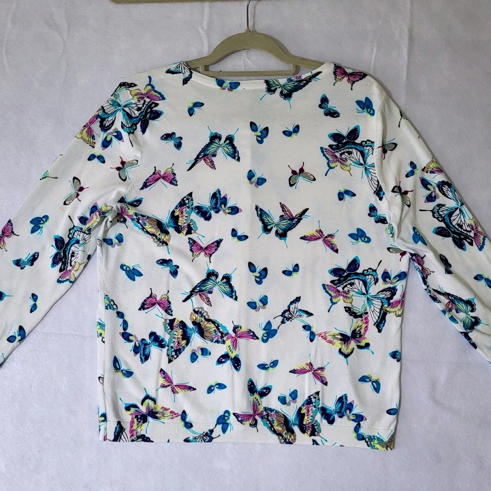 Talbots Butterfly Cardigan Sweater Womens XL Button Knit Top Cottagecore Fairy - Picture 9 of 10